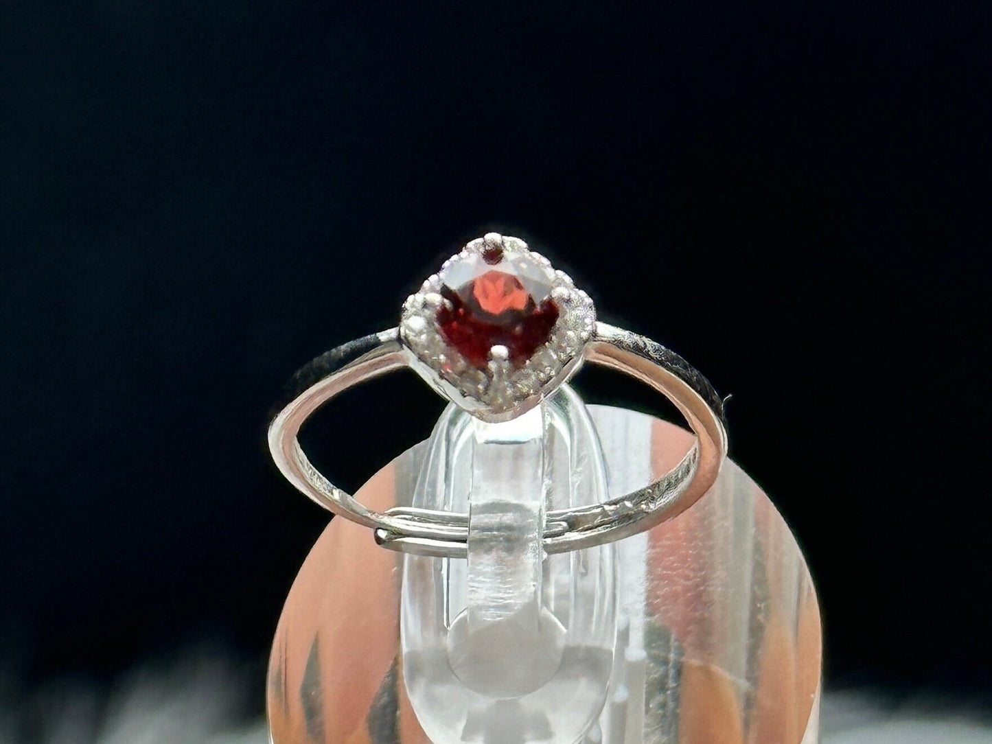 Natural Garnet Crystal Ring in Sterling Silver - Adjustable Size | Metaphysical Properties, Chakra Healing, Unique Handmade Jewelry