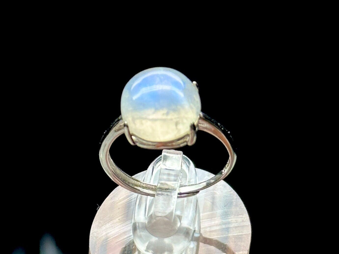 Natural Moonstone Crystal Ring in Sterling Silver - Adjustable Size | Metaphysical Jewelry, Chakra Healing, Genuine Gemstone