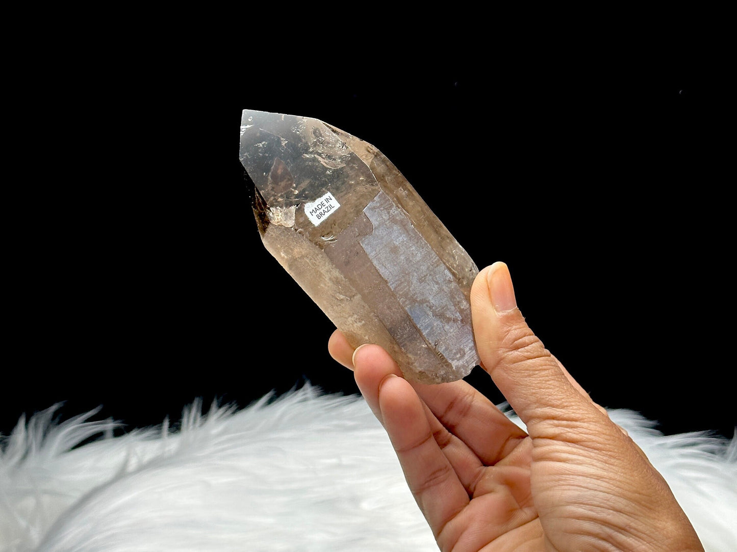 Smoky Lemurian Quartz Crystal Raw Specimen, 227g, 4.9 Inches, Healing Properties, Semi-Polished