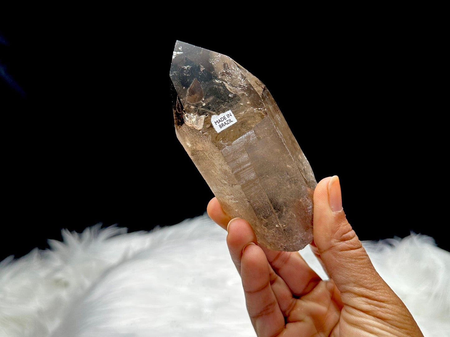 Smoky Lemurian Quartz Crystal Raw Specimen, 227g, 4.9 Inches, Healing Properties, Semi-Polished