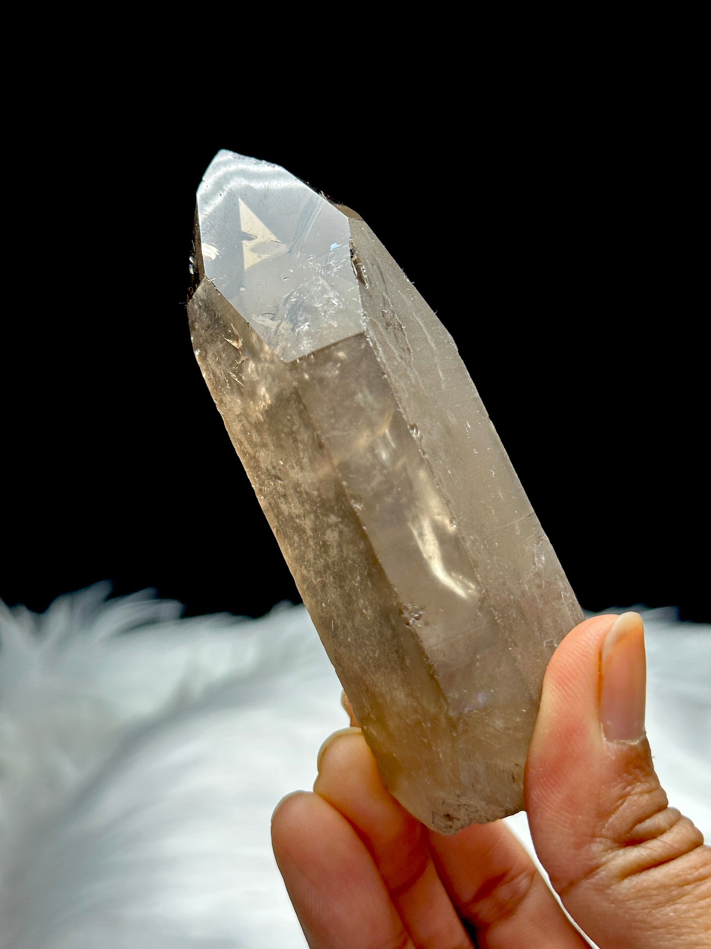 Smoky Lemurian Quartz Crystal Raw Specimen 166g | 4 Inches | Healing Properties | Semi-Polished Raw Crystal | Genuine Lemurian Quart