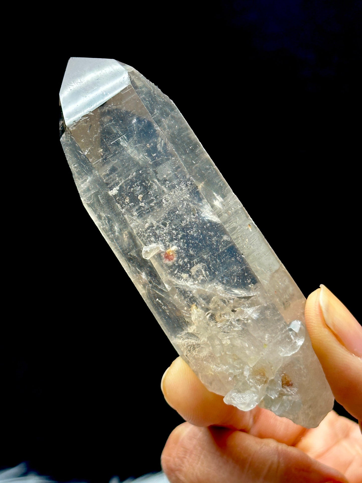 Smoky Lemurian Quartz Crystal - Raw Specimen, 105g, 4 Inches - Healing Crystal, Semi Polished, Energy Infused - Genuine Lemurian Quartz