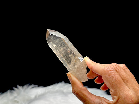 Smoky Lemurian Quartz Crystal - Raw Specimen, 105g, 4 Inches - Healing Crystal, Semi Polished, Energy Infused - Genuine Lemurian Quartz