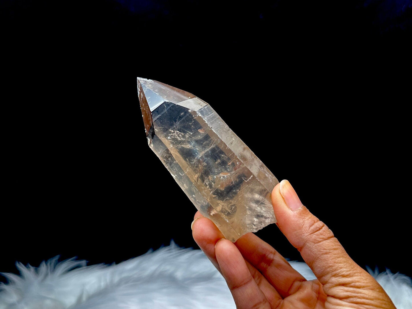 Smoky Lemurian Quartz Crystal Raw Specimen - 204g, 4 inches - Healing Properties - Natural Semi Polished Crystal