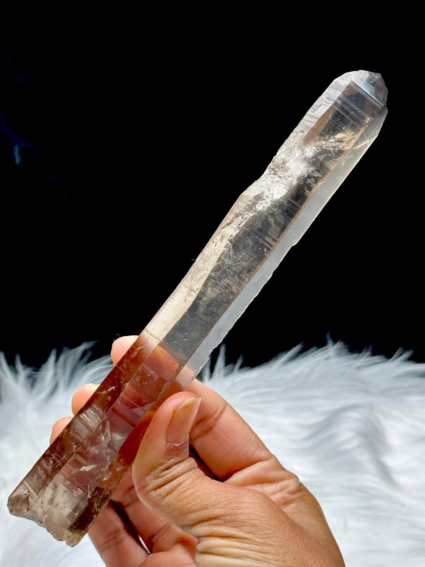 Smoky Lemurian Quartz Crystal Raw Specimen | 153g | 8 Inches | Healing Energy | Semi-Polished | Genuine Crystal