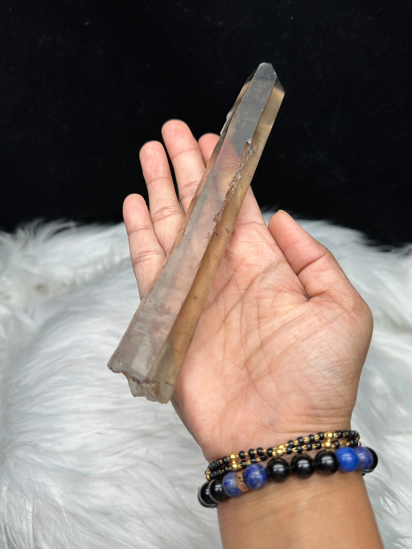 Smoky Lemurian Quartz Crystal Raw Specimen | 153g | 8 Inches | Healing Energy | Semi-Polished | Genuine Crystal