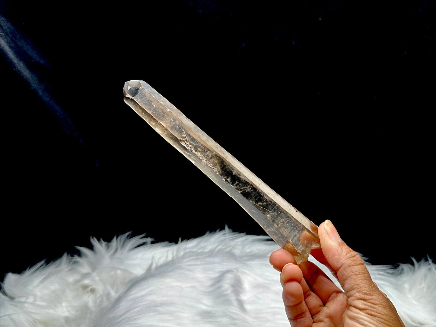 Smoky Lemurian Quartz Crystal Raw Specimen | 153g | 8 Inches | Healing Energy | Semi-Polished | Genuine Crystal