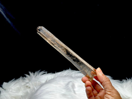 Smoky Lemurian Quartz Crystal Raw Specimen | 153g | 8 Inches | Healing Energy | Semi-Polished | Genuine Crystal