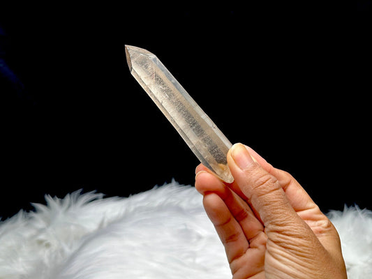 Natural Smoky Lemurian Quartz Crystal 36g, 4.5" Raw Specimen - Healing Properties, Semi-Polished