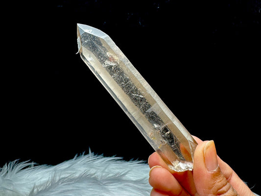 Natural Smoky Lemurian Quartz Crystal 36g, 4.5" Raw Specimen - Healing Properties, Semi-Polished