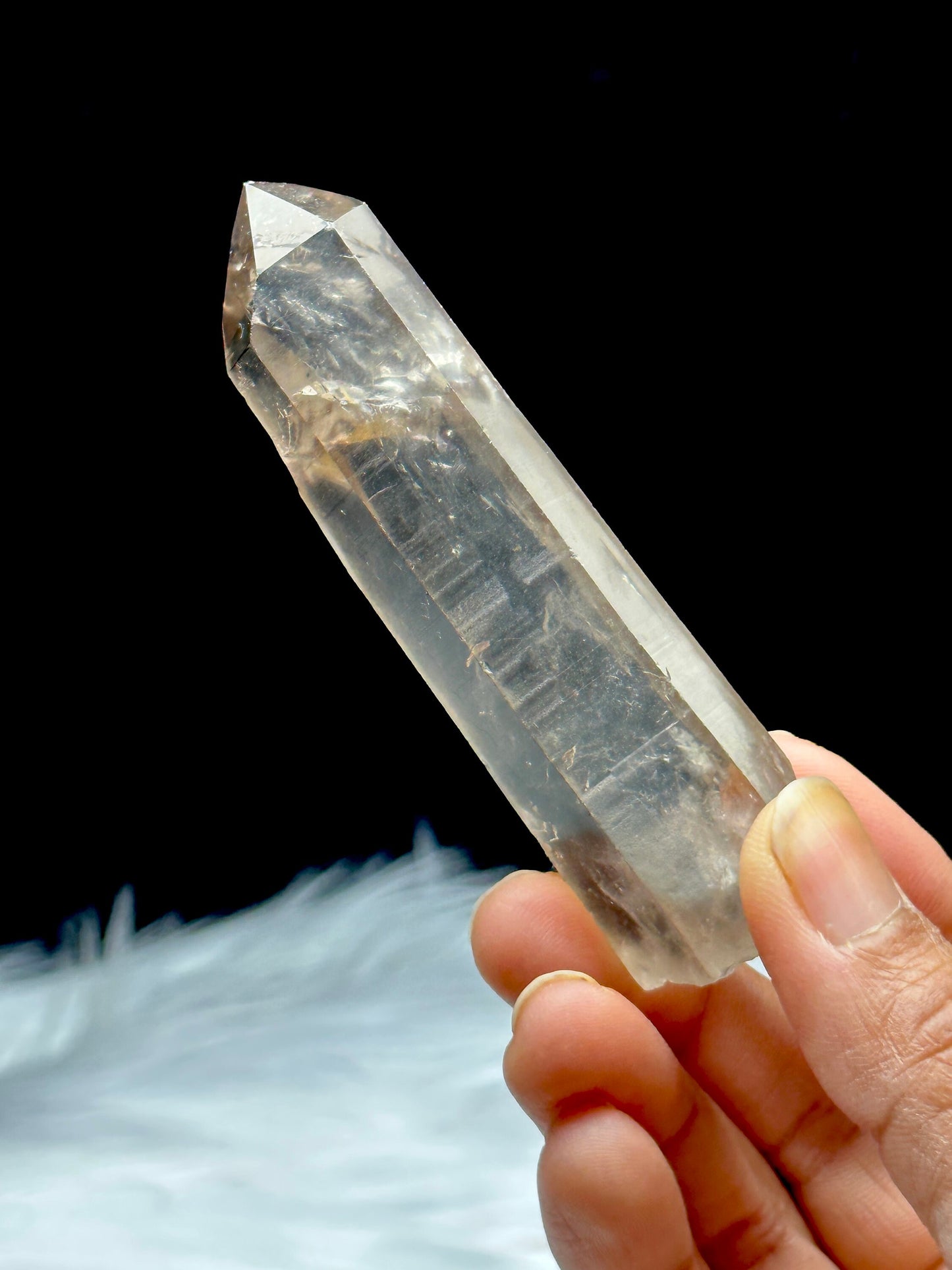 Natural Smoky Lemurian Quartz Crystal, 67g, 3.9 inches, Semi-Polished Raw Specimen, Healing Crystal