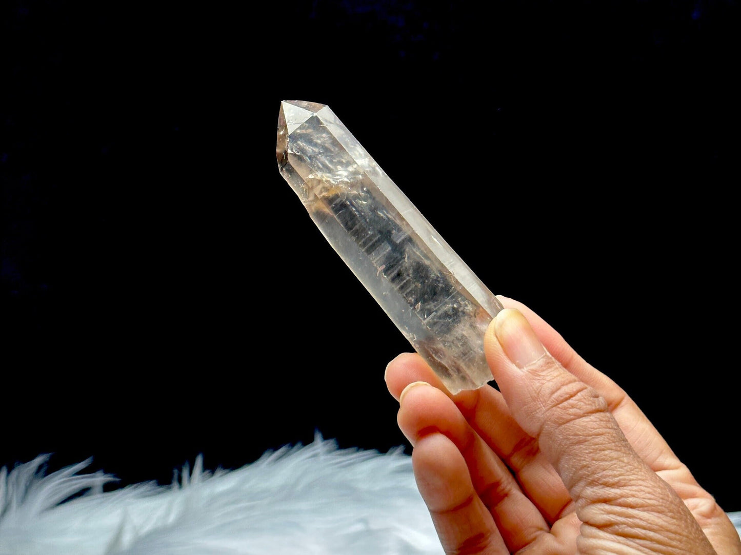 Natural Smoky Lemurian Quartz Crystal, 67g, 3.9 inches, Semi-Polished Raw Specimen, Healing Crystal