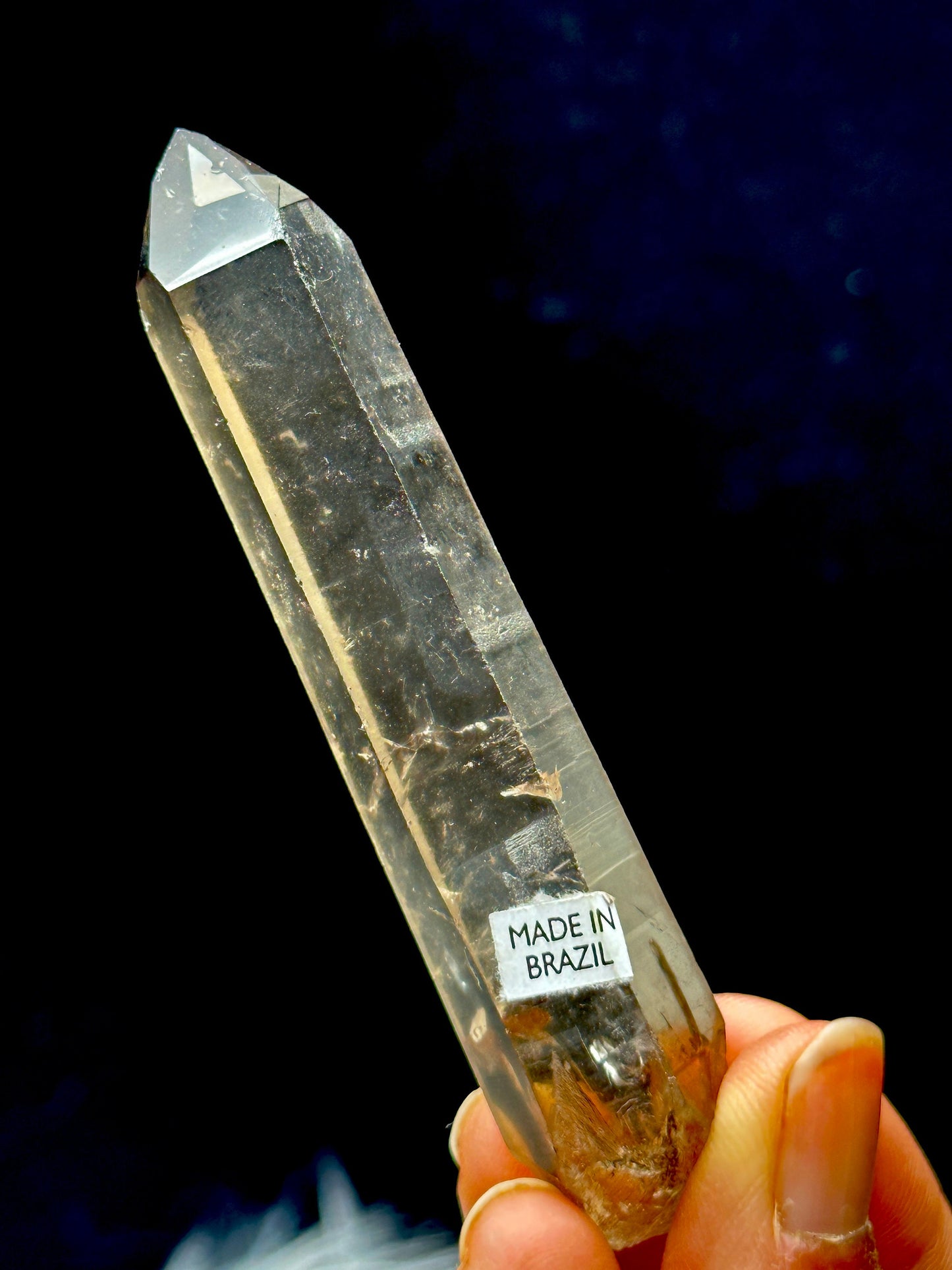 Natural Smoky Lemurian Quartz Crystal Raw Specimen, 73g, 3.5 Inches, Healing Crystal, Semi Polished