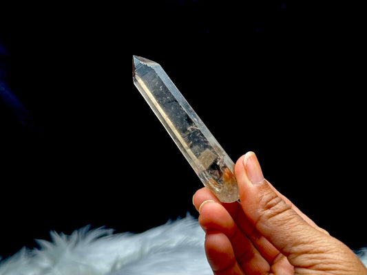 Natural Smoky Lemurian Quartz Crystal Raw Specimen, 73g, 3.5 Inches, Healing Crystal, Semi Polished