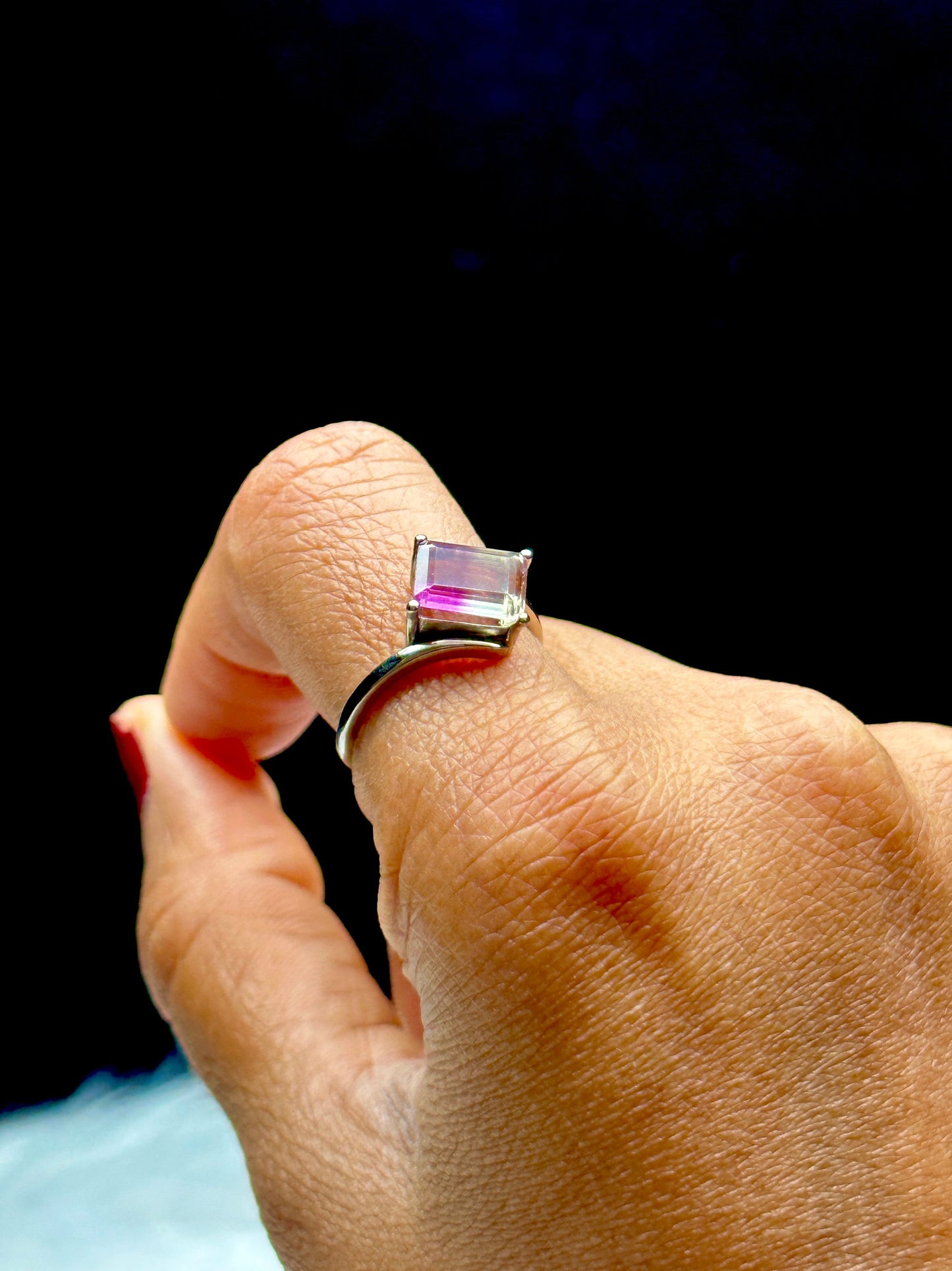 Rare Purple Fluorite Crystal Ring in Sterling Silver - Adjustable | Metaphysical Jewelry