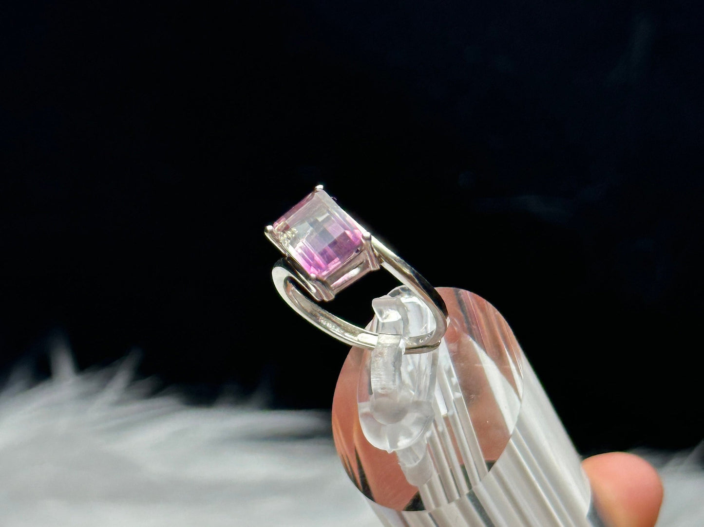 Rare Purple Fluorite Crystal Ring in Sterling Silver - Adjustable | Metaphysical Jewelry