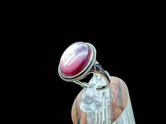 Gem Lepidolite/Purple Mica Crystal Ring in Sterling Silver - Adjustable Size | Metaphysical Jewelry