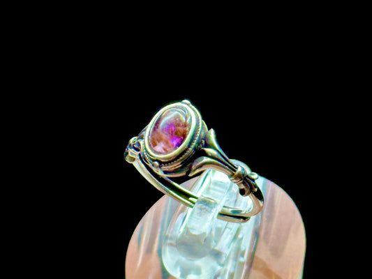 Natural Cacoxenite Auralite 23 Dainty Ring in Sterling Silver | Adjustable Size | Metaphysical Crystal Jewelry