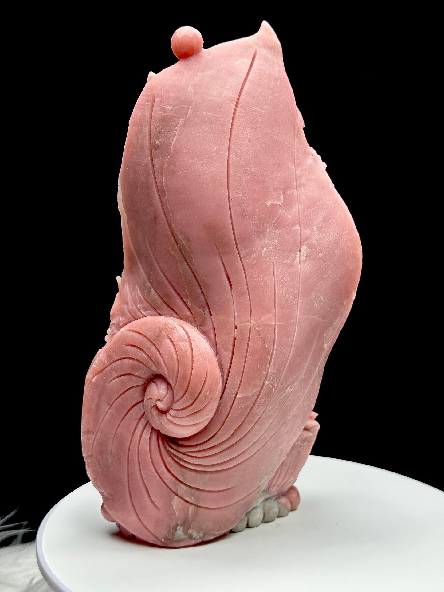 Hand-carved Peruvian Pink Opal Crystal Ganesha - Unique Spiritual Decor