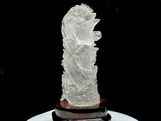Exquisite Handcarved Clear Quartz Crystal Fish/Sea Life Sculpture - Unique Ocean-Inspired Home Decor