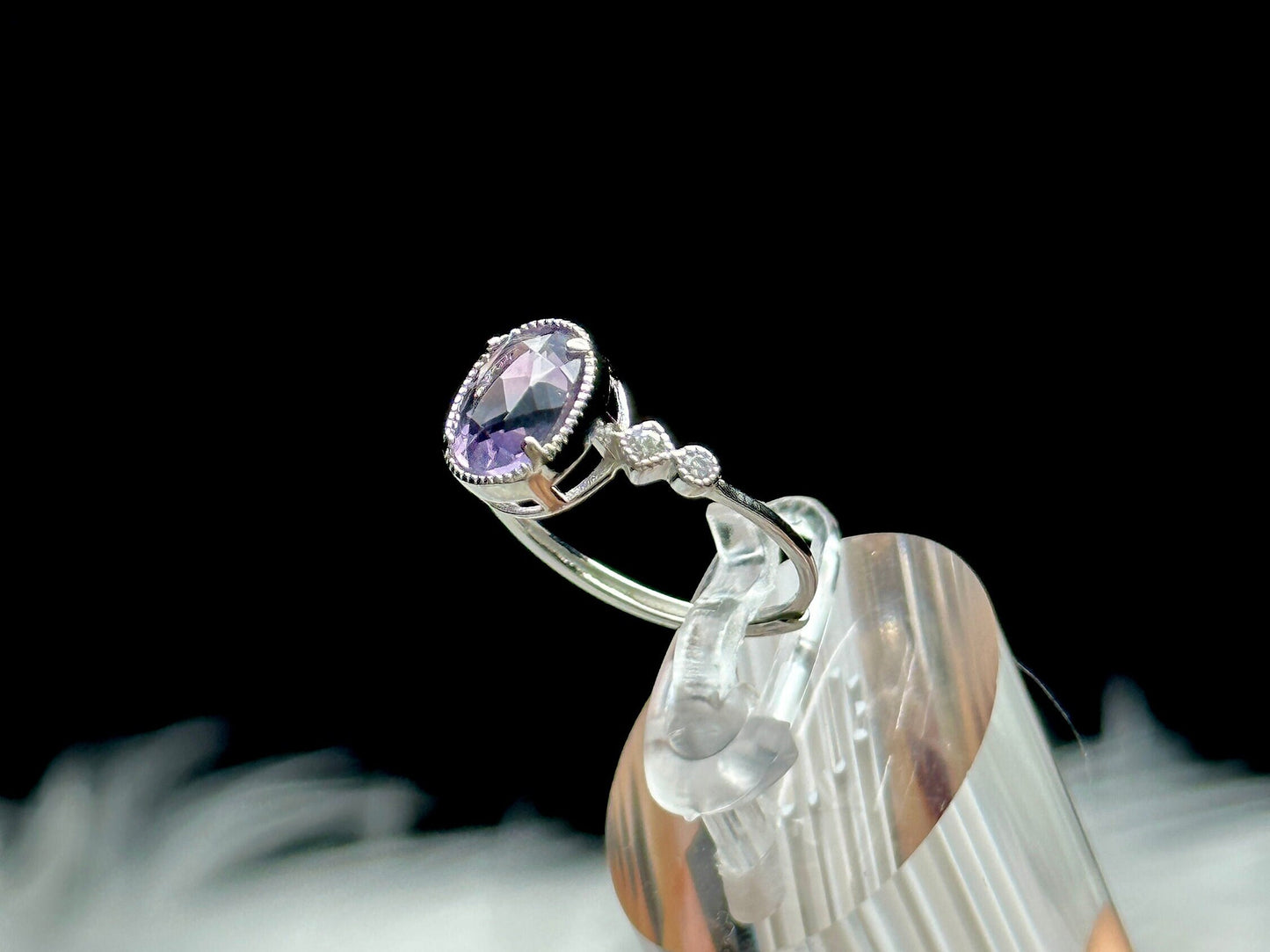 Rare Purple-Blue Fluorite Crystal Ring in Sterling Silver - Adjustable Solitaire Ring | Metaphysical Healing, Chakra Balance