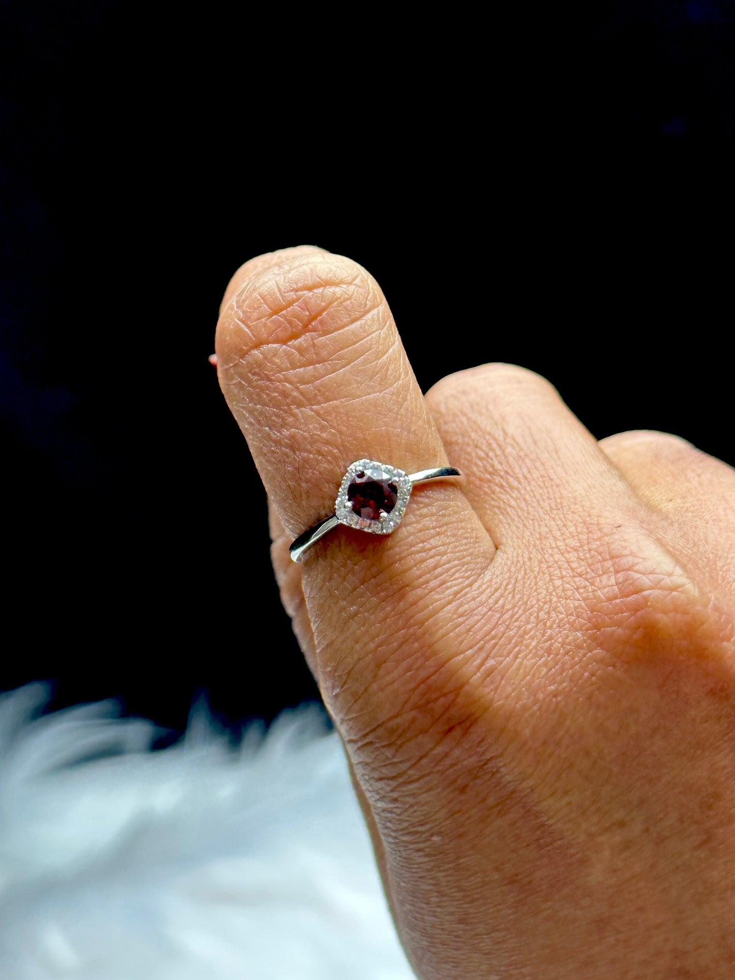 Natural Garnet Crystal Ring in Sterling Silver - Adjustable Size | Metaphysical Properties, Chakra Healing, Unique Handmade Jewelry