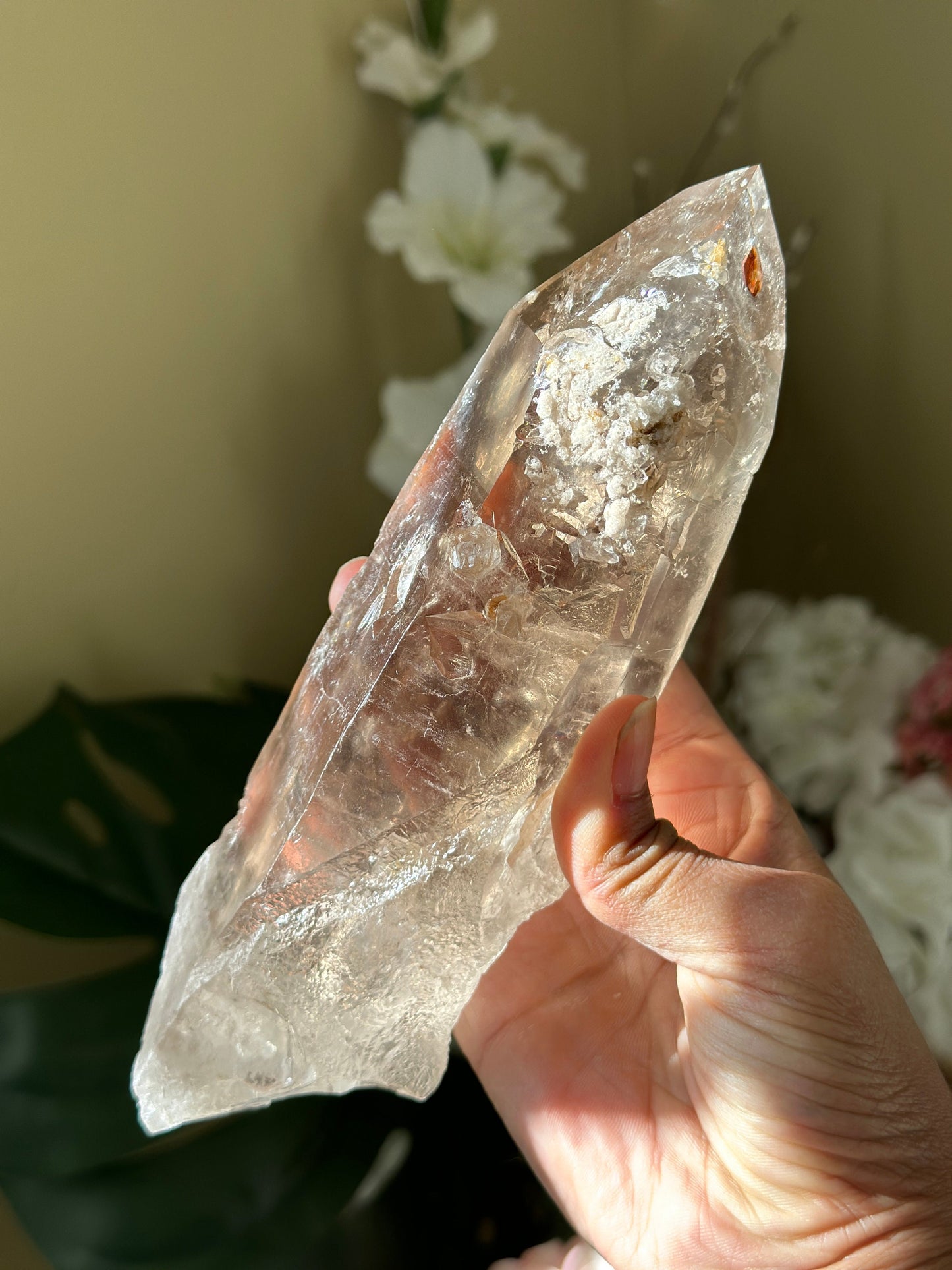 Large Smoky Lemurian Quartz Crystal Raw Specimen - 809g, 8 Inches - Metaphysical Healing Crystal