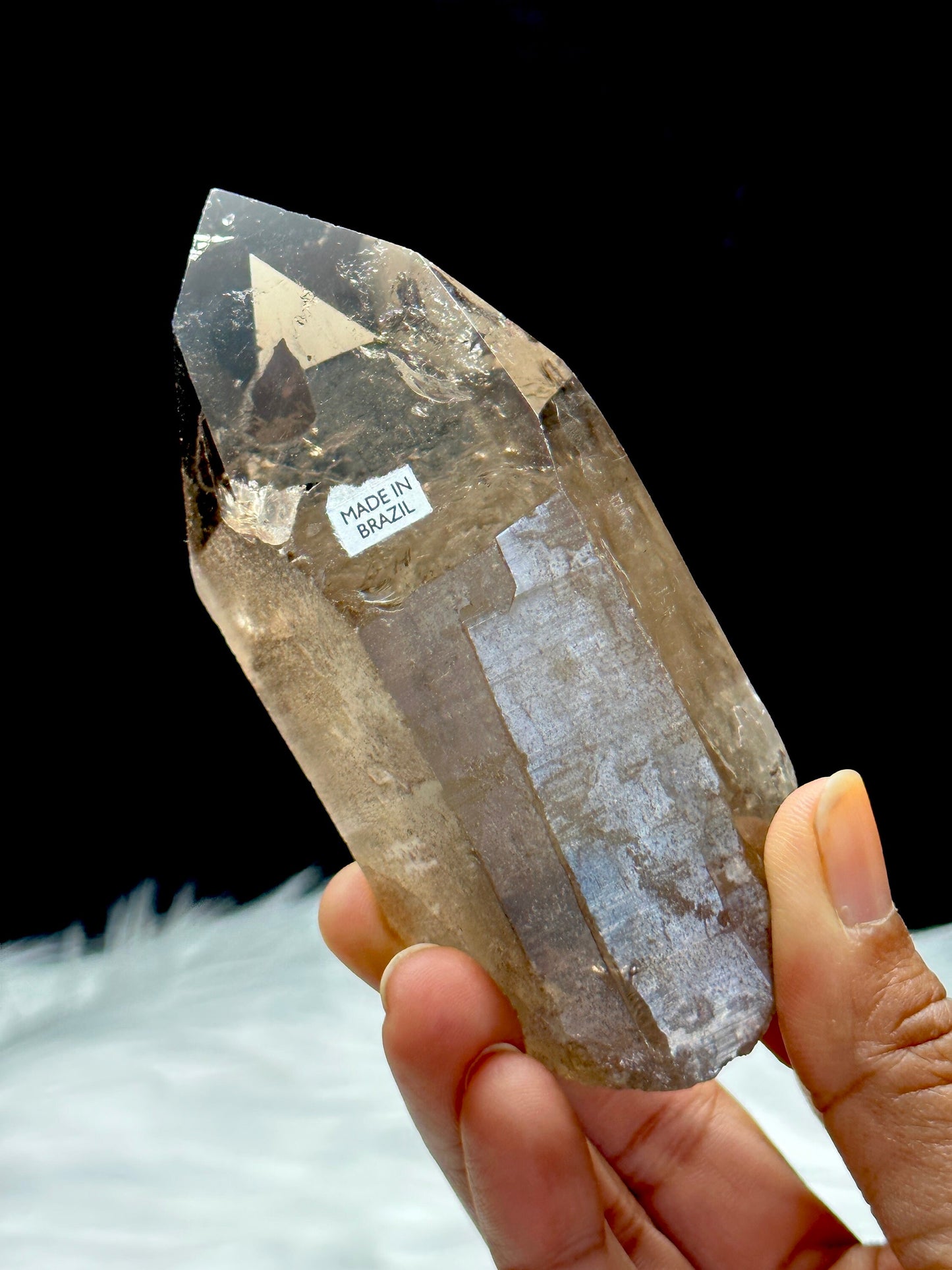 Smoky Lemurian Quartz Crystal Raw Specimen, 227g, 4.9 Inches, Healing Properties, Semi-Polished