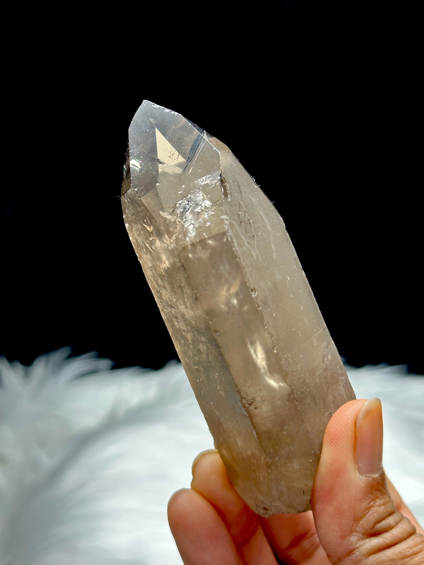 Smoky Lemurian Quartz Crystal Raw Specimen 166g | 4 Inches | Healing Properties | Semi-Polished Raw Crystal | Genuine Lemurian Quart