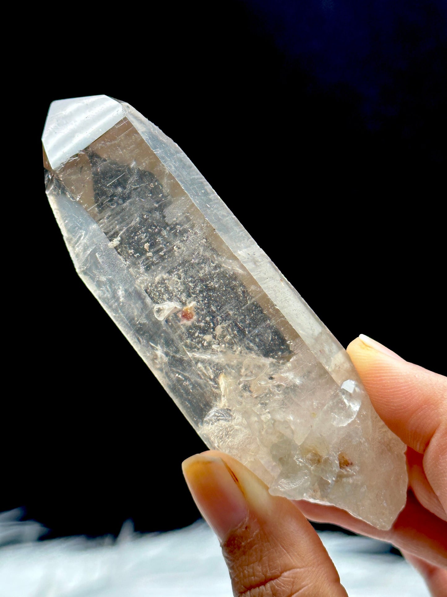 Smoky Lemurian Quartz Crystal - Raw Specimen, 105g, 4 Inches - Healing Crystal, Semi Polished, Energy Infused - Genuine Lemurian Quartz