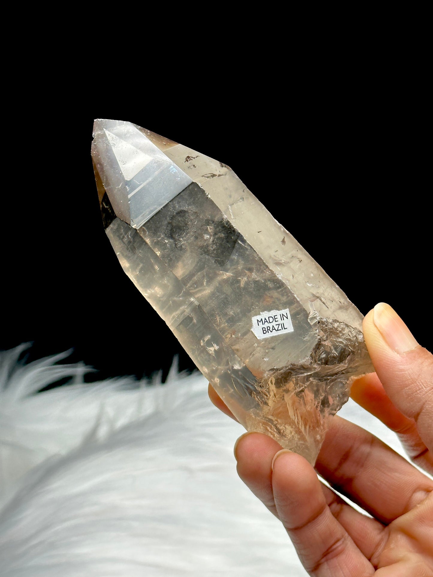 Smoky Lemurian Quartz Crystal Raw Specimen - 204g, 4 inches - Healing Properties - Natural Semi Polished Crystal