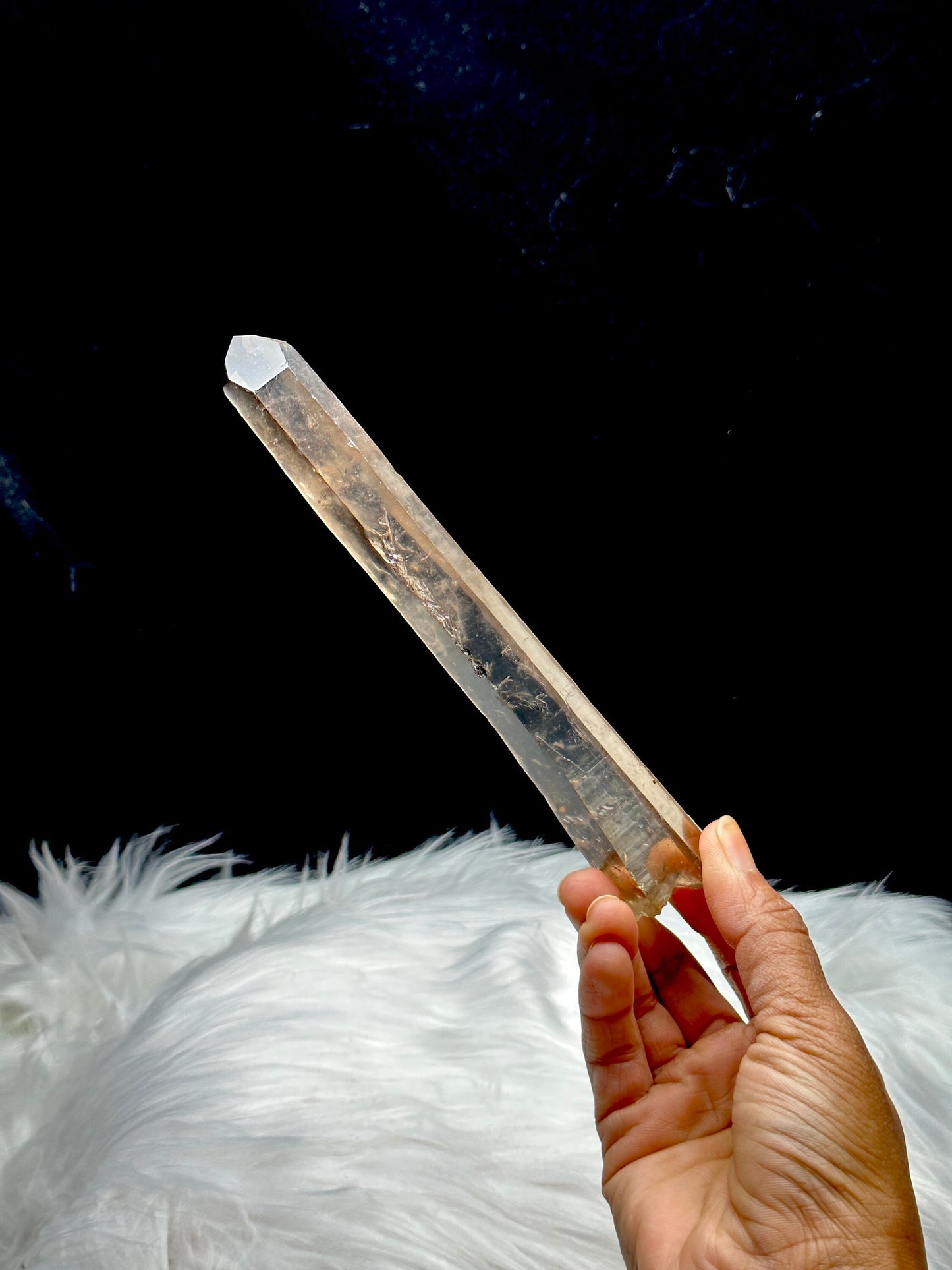 Smoky Lemurian Quartz Crystal Raw Specimen | 153g | 8 Inches | Healing Energy | Semi-Polished | Genuine Crystal