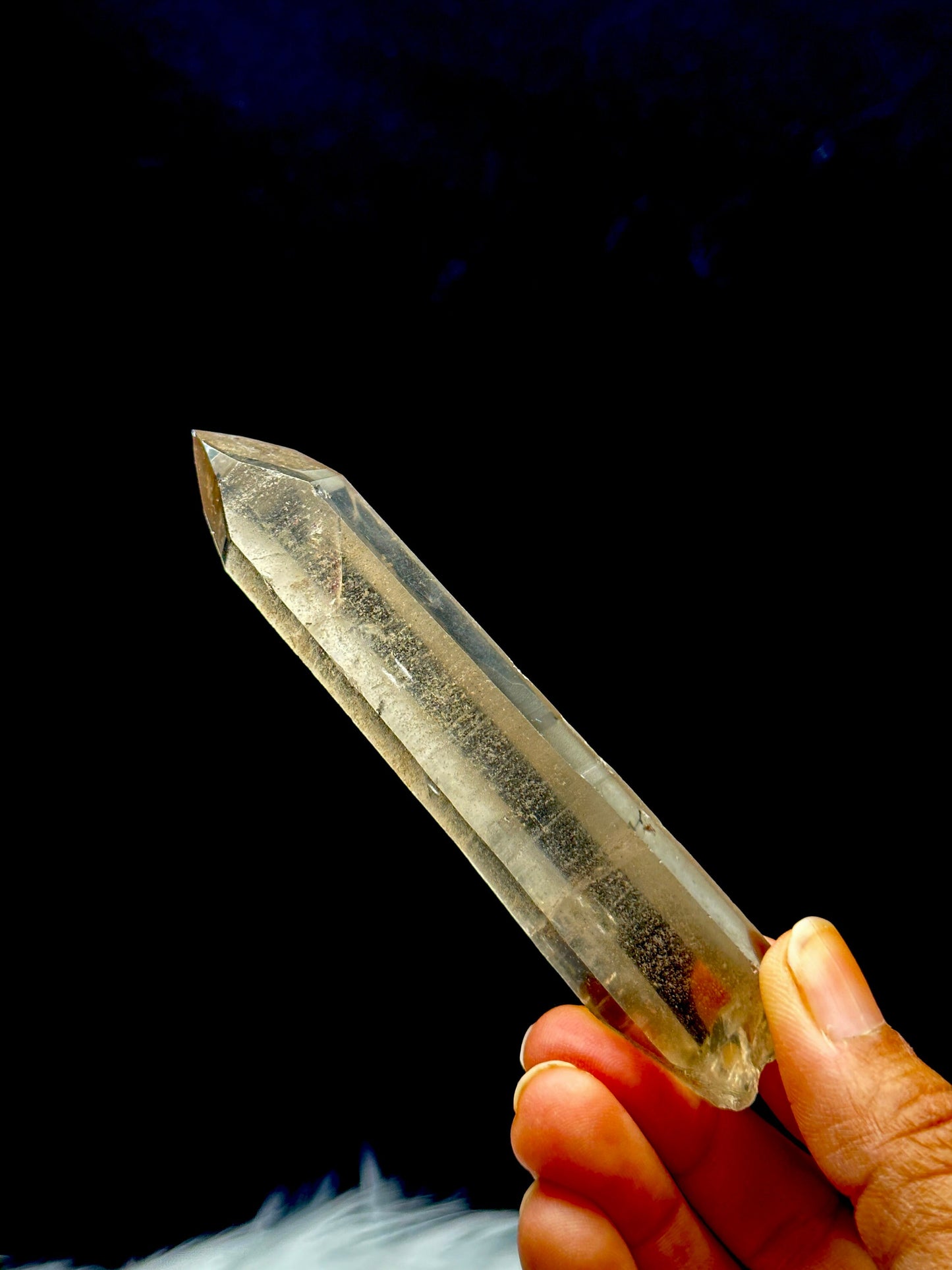 Natural Smoky Lemurian Quartz Crystal 36g, 4.5" Raw Specimen - Healing Properties, Semi-Polished