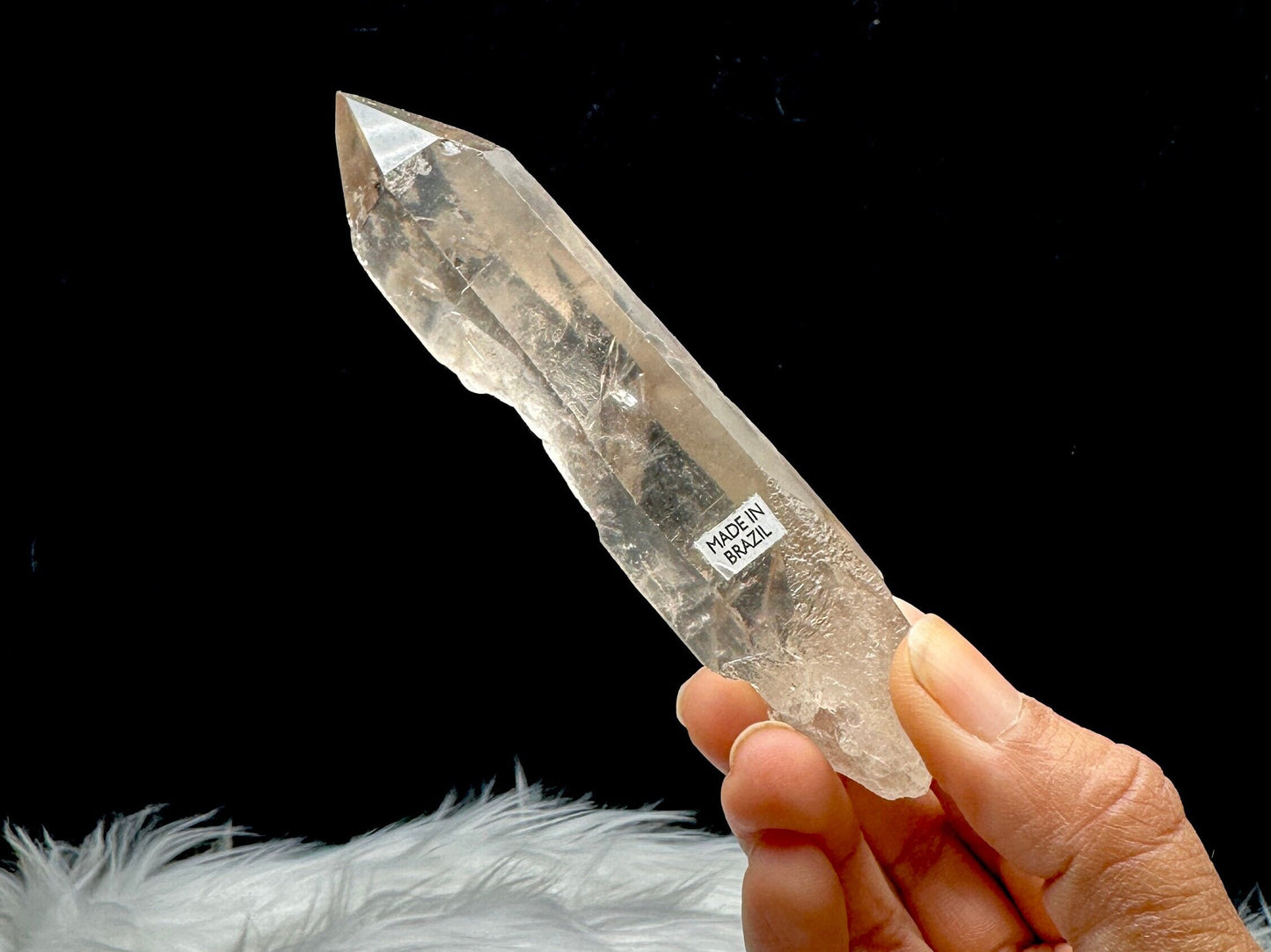 Natural Smoky Lemurian Quartz Crystal Raw Specimen - 44g, 4.9 inches - Healing Crystal