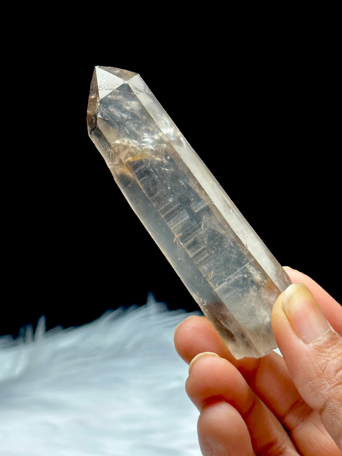 Natural Smoky Lemurian Quartz Crystal, 67g, 3.9 inches, Semi-Polished Raw Specimen, Healing Crystal