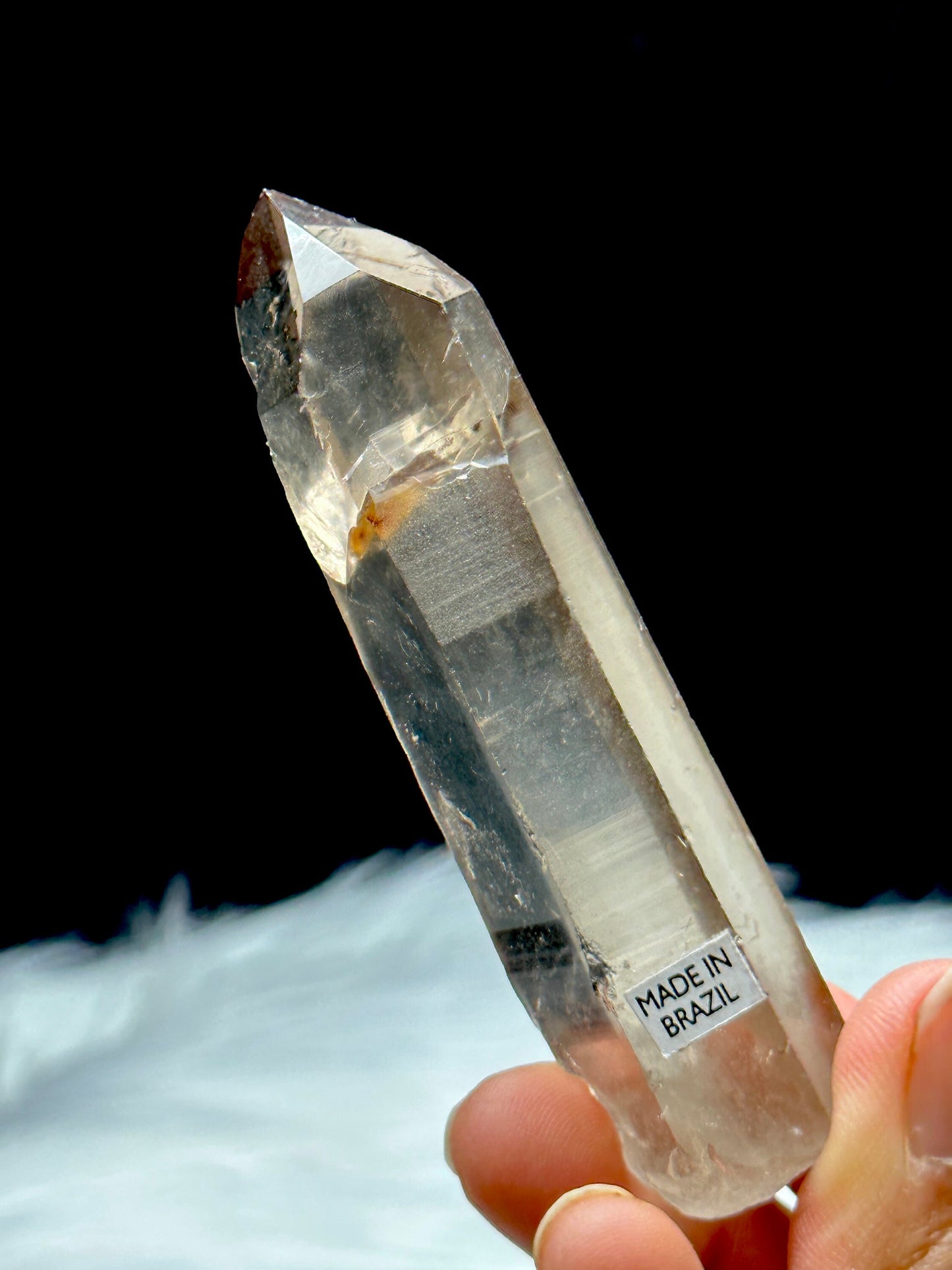 Natural Smoky Lemurian Quartz Crystal, 67g, 3.9 inches, Semi-Polished Raw Specimen, Healing Crystal