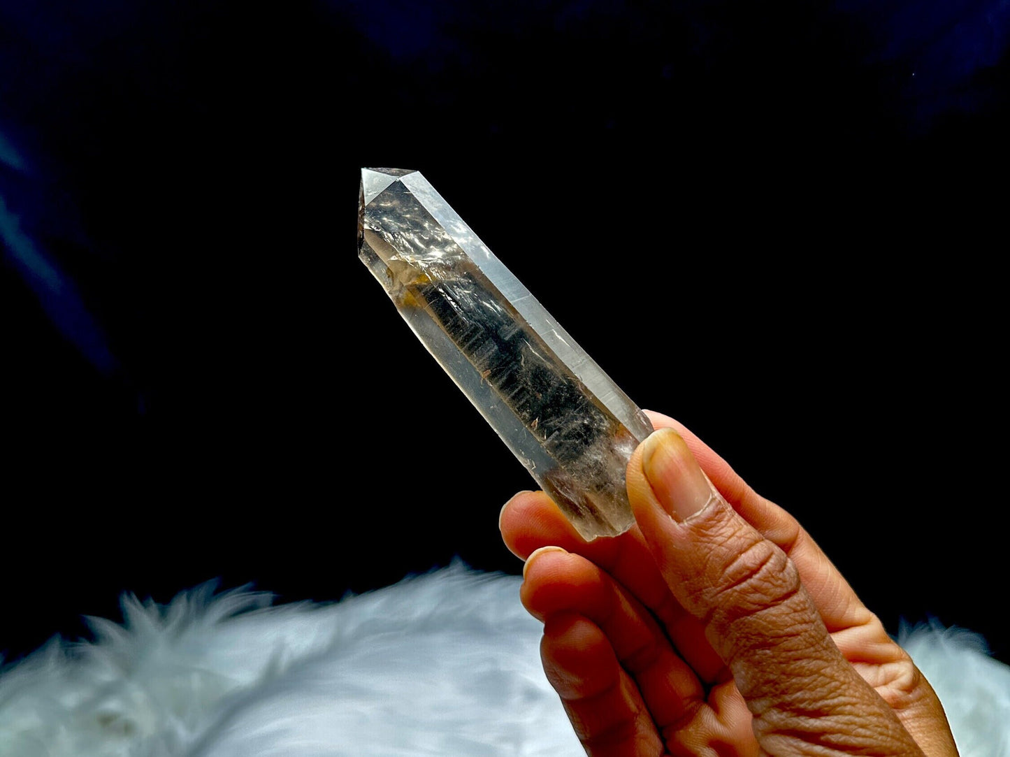 Natural Smoky Lemurian Quartz Crystal, 67g, 3.9 inches, Semi-Polished Raw Specimen, Healing Crystal