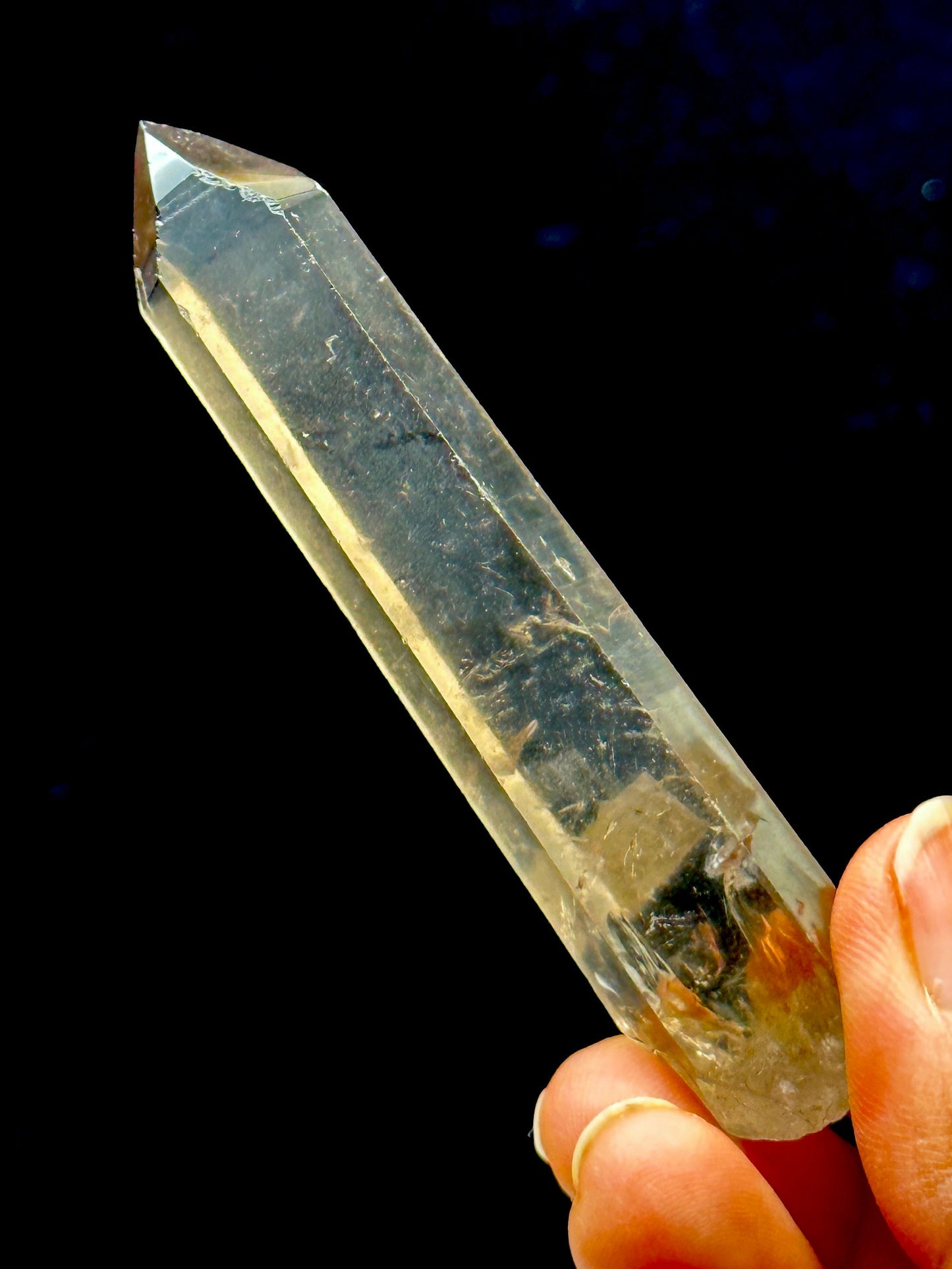 Natural Smoky Lemurian Quartz Crystal Raw Specimen, 73g, 3.5 Inches, Healing Crystal, Semi Polished