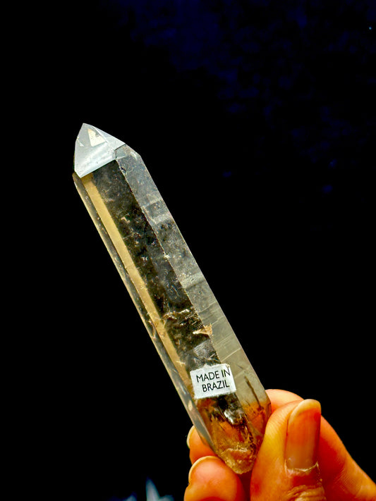 Natural Smoky Lemurian Quartz Crystal Raw Specimen, 73g, 3.5 Inches, Healing Crystal, Semi Polished